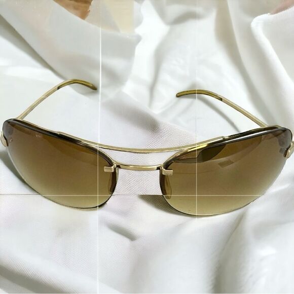 DOLCE & GABBANA Gold Rim Metal Frame Sunglasses DG Logo Made In Italy EUC - Picture 1 of 13